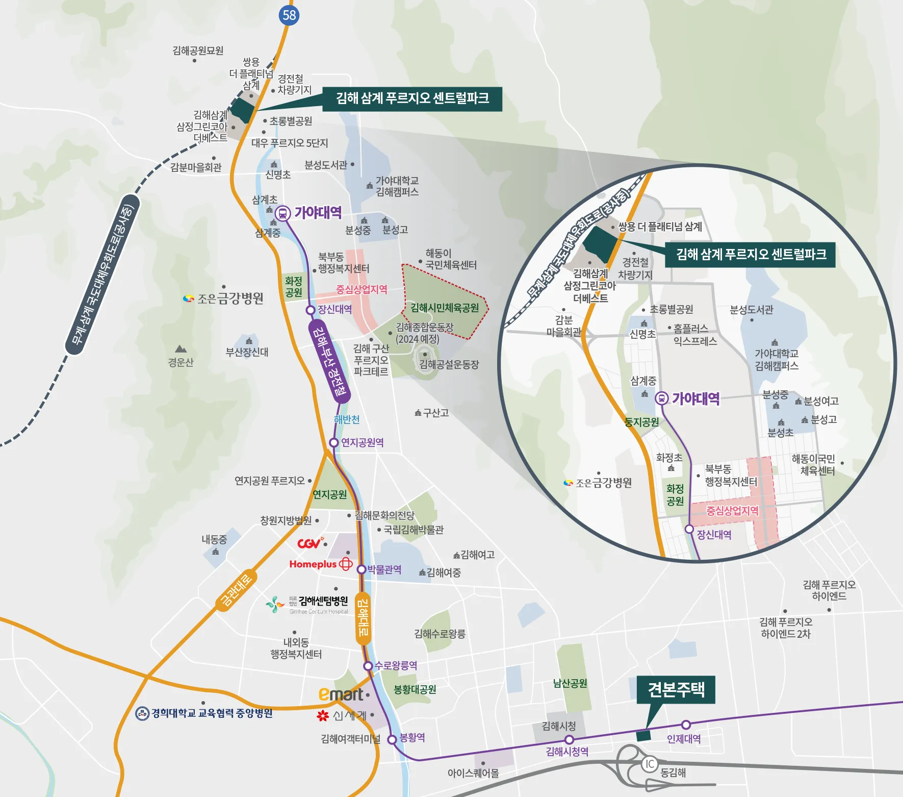 김해 삼계 푸르지오 센트럴파크 1 입지환경_지도
